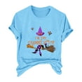 thumbnail image 4 of Clearance! HCURIBAD Shirts for Women, Women's Alphabet Witch Print Crew Neck Tee Halloween T-Shirt, Womens Graphic Tees, Halloween Shirts for Women 1PC Top Sky Blue S, 4 of 4