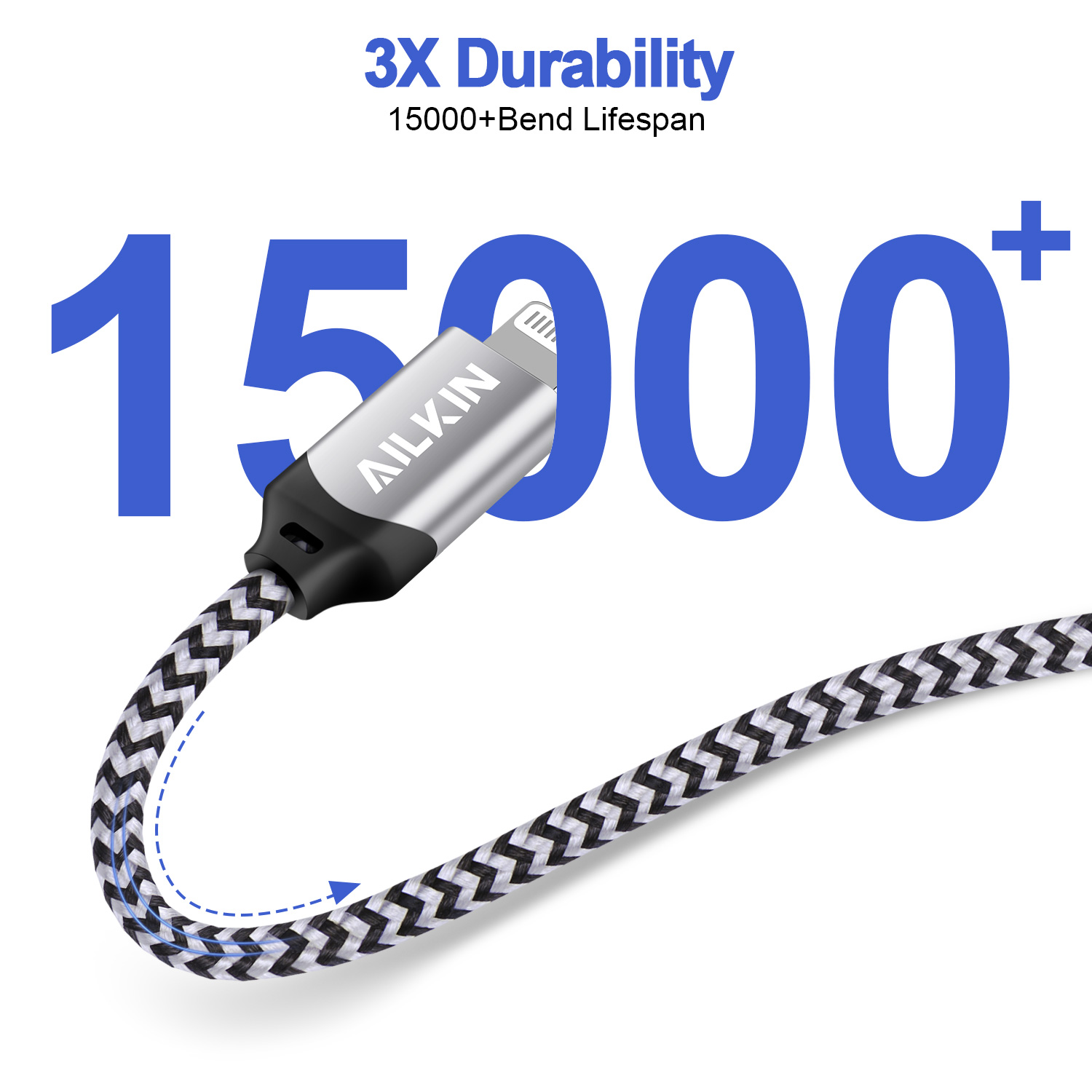 AILKIN Compatible with iPhone Charger Fast Charging 6ft Cords 3pack Compatible with iPhone 14/13/12/11/10,White