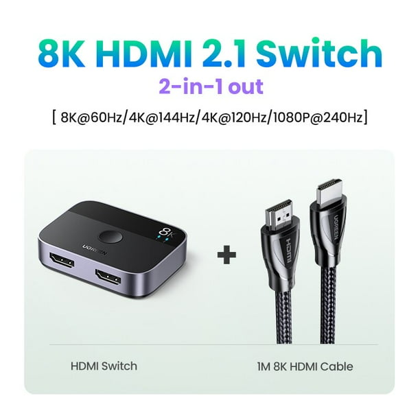 UGREEN HDMI 2.1 Splitter Switch 8K 60Hz 4K 120Hz 2 en 1 para TV Xiaomi Xbox SeriesX PS5HDMI Cable Monitor HDMI 2.1 Switcher Tan Jianjun unisex