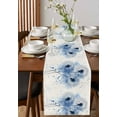 thumbnail image 2 of Spring Flowers Burlap Cotton Table Runner 16x72 Inches Long, Rustic Minimalism Blue Dandelion Plants Farmhouse Table Runners, Outdoor Dining Tablecloths Decor for Baby Shower/Party/Wedding, 2 of 6