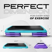Yes4All Adjustable Aerobic Step Platform, 40 in x 16 in with 4 Risers, Teal, Black and Purple