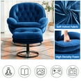 thumbnail image 3 of Velvet Swivel Accent Chair with Ottoman Set, Modern Lounge Chair with 360 Degree Swiveling Metal Base & Footrest, Comfy Single Sofa Chair for Living Room Bedroom, Reading Room, Home Office, Blue, 3 of 7