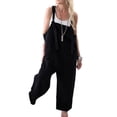 thumbnail image 1 of Linen Jumpsuits for Women Loose Straps Overalls Baggy Wide Leg Harem Pants Dungarees Playsuit, 1 of 3