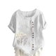 thumbnail image 2 of Puntoco Liquidación de blusas cortas para mujer Blusa informal y de lino con botones y manga corta estampada para mujer, 2 of 4