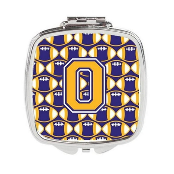 Carolines Treasures  Letter O Football Purple & Gold Compact Mirror - Purple & Gold - 3in. H x 0.3in. W x 2.75in. L