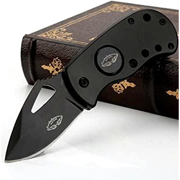 Best.Buy.Damascus1 Knife, 440c Stainless Steel Utility Pocket Knife, 2.24 in Blade Length, Black
