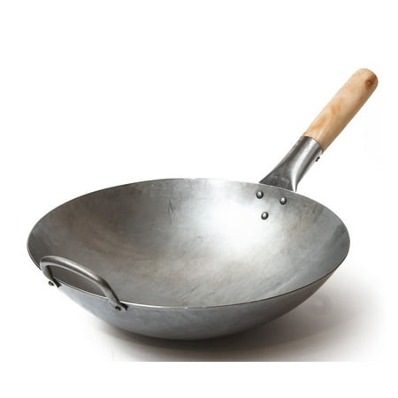 Craft Wok Size  12 inch Hand Hammered Carbon Steel Wok with Round Bottom / 731W88-12in