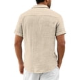 thumbnail image 4 of LTTVQM Mens 2026 Casual Short Sleeve Button Down Shirts Cuban Linen Textured Shirt Summer Beach Wear Beige L, 4 of 7
