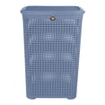thumbnail image 3 of Kit 2 Cestos de Plástico La Ardilla Con Tapa para Ropa Tipo Rattan (Azul), 3 of 4