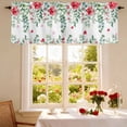 thumbnail image 3 of Valentine's Day Valance Curtain for Windows Red Roses Hearts Green Eucalyptus Leaves Rod Pocket Curtain Valances Short Window Treatments Panels for Kitchen Bathroom Laundry Room Basement 42 x 12 Inch, 3 of 9