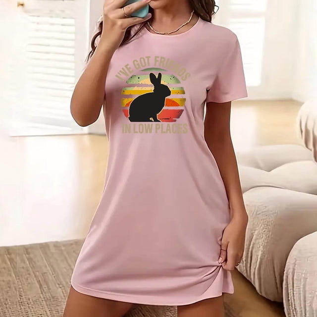 Mefallenssiah Chemise de Nuit Femme Surdimensionnée à Manches Courtes à Manches Courtes