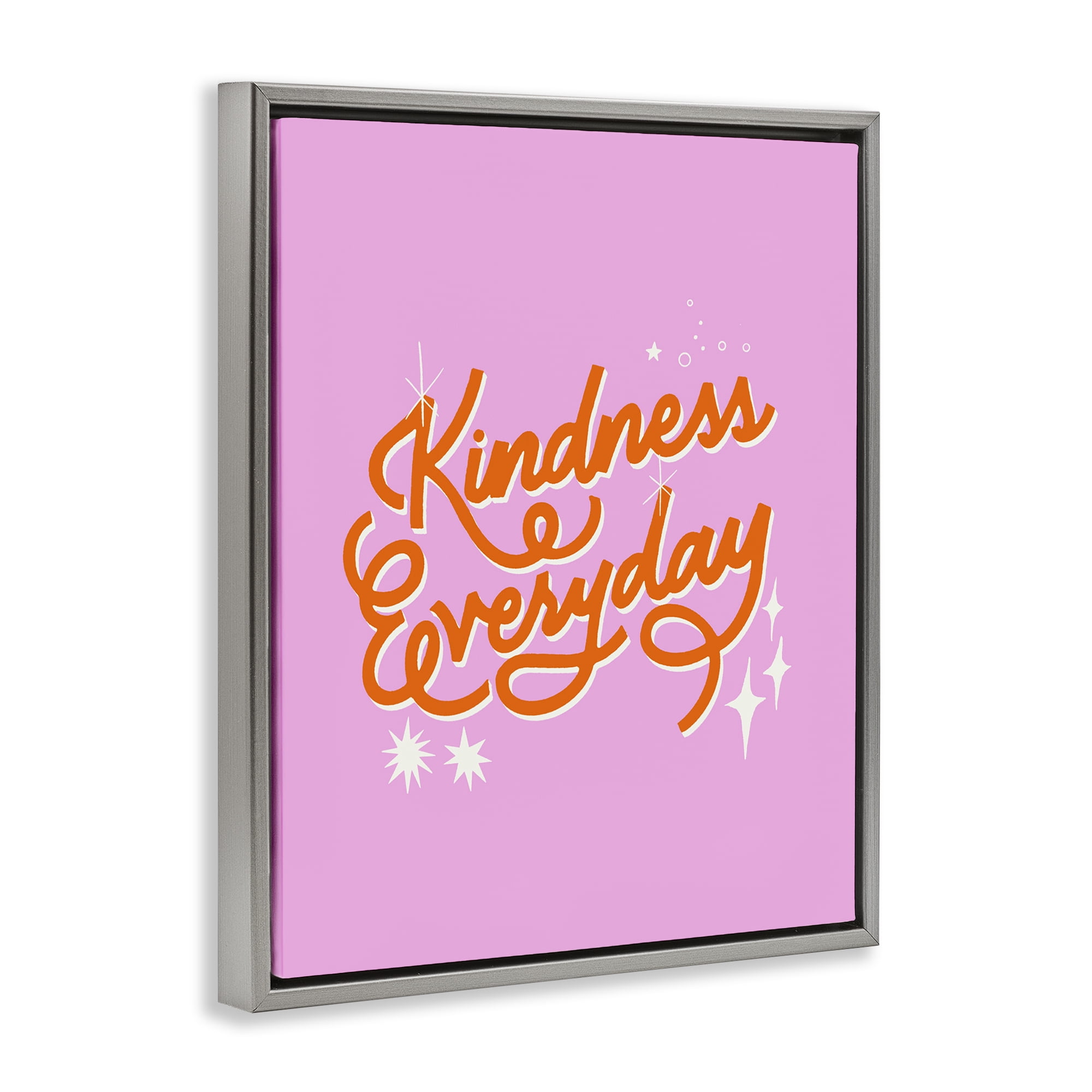 Stupell Industries Cursive Kindness Everyday Gray Framed Floater Canvas Wall Art, design by Indira Prieto | IndySign
