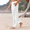 thumbnail image 4 of YOTMKGDO Mens Swim Trunks, Mens Pants Casual, Mens Casual Solid Color Cotton and Linen Lace Up Pants Bloomers Pants Pantalones De Hombre, White XL, 4 of 6
