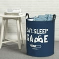 thumbnail image 3 of DouZhe Waterproof Collapsible Large Laundry Baskets, Blue White Eat Sleep Game Slogans Prints Circular Hamper with Handles, 3 of 7