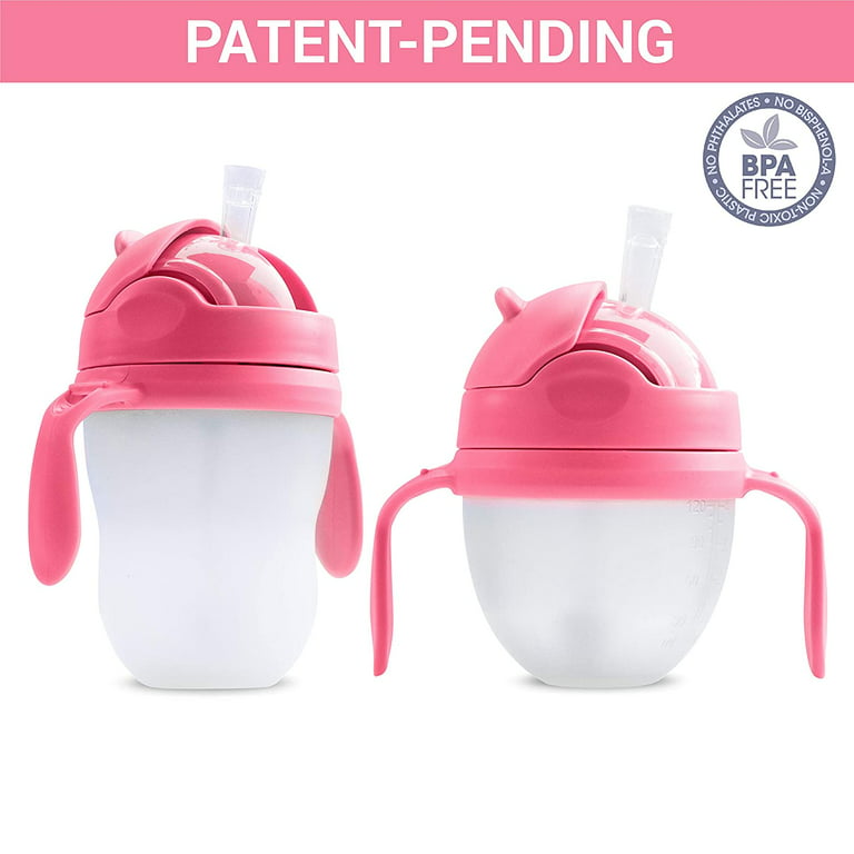 3-in-1 Straw Sippy Cup Conversion Kit for Comotomo Baby Bottles, 5 oz and 8 oz, Pink