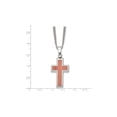 thumbnail image 2 of Mens Stainless Steel Polished Wood Inlay Cross Pendant Necklace with Chain for Men, 2 of 5