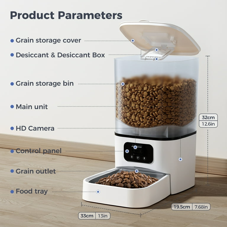 Automatic Cat Feeder with Camera Night Vision, DOMIPET WiFi Cat