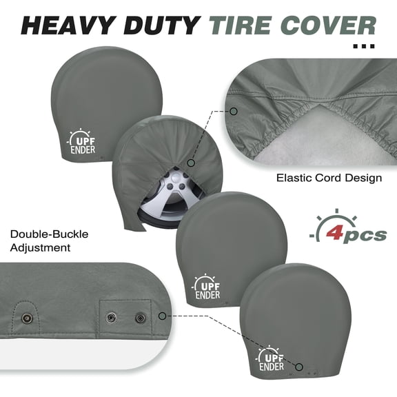UPFENDER Tire Covers 4 Pack Waterproof Wheel Tire Covers Protector for Truck, SUV, Trailer, Camper, RV - Universa Fit 26-28.75 inches Diameter Wheel