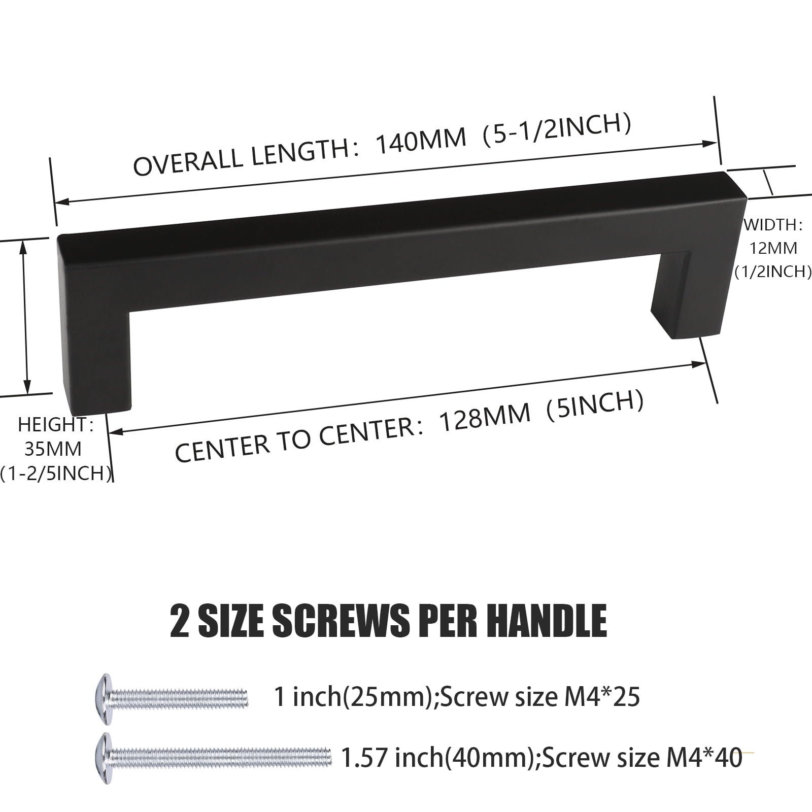 Homdiy 10 Pack Black Cabinet Pulls Square Matte Black Drawer Handles 5 inch Hole Centers