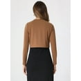 thumbnail image 4 of DARING DIVA Curved Hem Long Sleeves Crop Shrug Cardigan XS Brown, 4 of 6