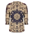 thumbnail image 5 of Jsaierl 3/4 Sleeve Womens Tops Plus Size V Neck Shirts Boho Print Ladies Blouses Work Vacation T-shirts Top S-2XL, 5 of 6