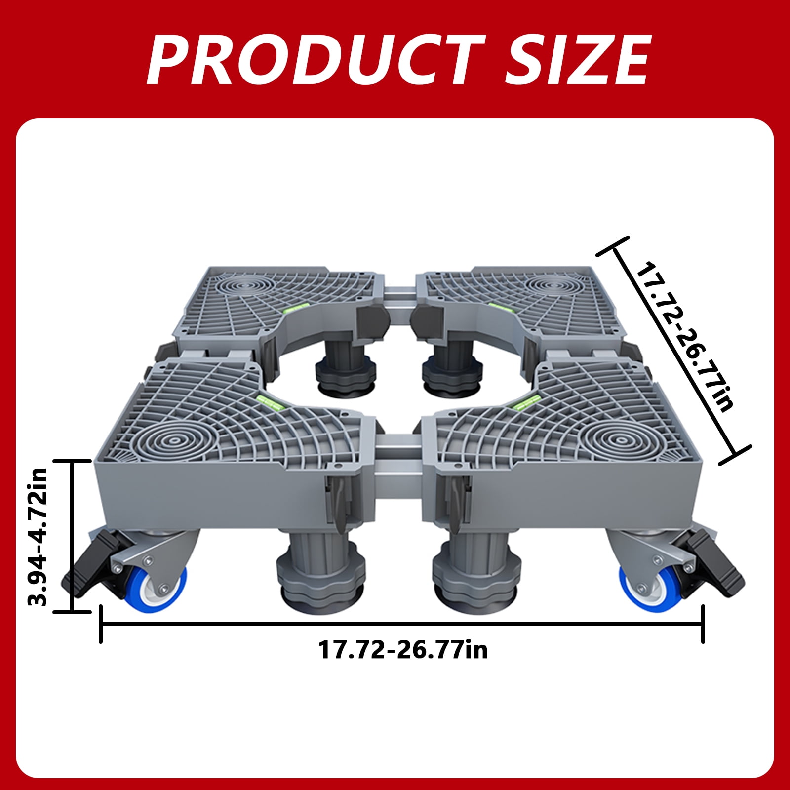 Aniceparthy Mini Fridge Stand Adjustable Refrigerator Stand the universal washing machine bracket has universal wheels Mobile Base Stand Enhanced dual tube 8-legged 4-wheel mobile model