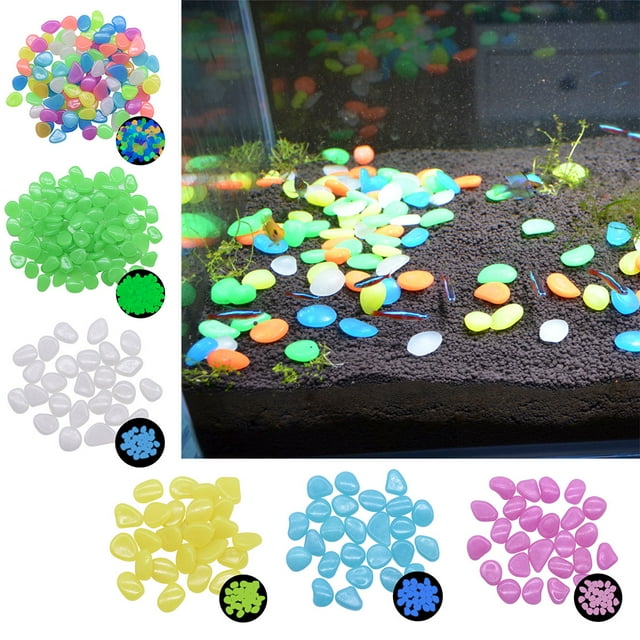 Muyoka 500 piezas de piedras que brillan en la oscuridad para jardín al aire libre, decoración luminosa, escombros para decoración de macetas, adorno de patio, guijarros para plantas, jarrón de interi Muyoka Hogar