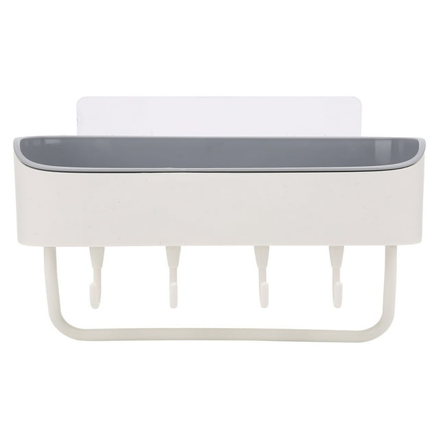 Estante de baño montado en la pared sin perforaciones, estante de almacenamiento para champú y gel de baño, accesorios organizadores (Beige)