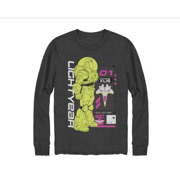 Toy Story Big Boys Buzz Lightyear Long Sleeve Graphic T-shirt - Charcoal Heather