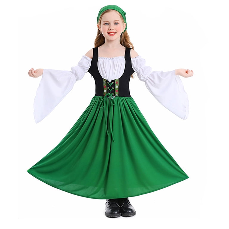 GZEFJRQM Dress with Bow Plus Size Party Dress Puff Sleeve Dress  Thanksgiving Outfit Girl Dresses for Funeral Christmas Maxi Dress Clothes  for Girls, Green 14-16 Years - Walmart.com