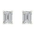 thumbnail image 3 of 1 ct Screw-Back Stud Earrings for Women | 6x4mm Emerald Cut Simulated Diamond | 18K White Gold, 3 of 5