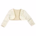 thumbnail image 3 of Boléro à Fleurs 3D à Manches Longues pour Filles, Robe de Mariage, Couverture, Cardigan Court Beige 160, 3 of 7