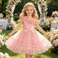 thumbnail image 2 of Pink Off Shoulder Flower Girl Dresses for Wedding 1 Sleeve Tulle Summer Vintage Dresses 3-4 Years, 2 of 9