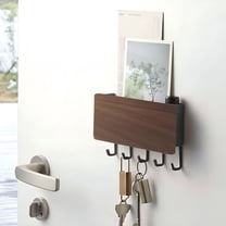 LAMIRO Key Holder,Mail,Letter And Key Organizer Wall Mounted with 5 Hooks,Decorative Wood Aluminum Key Chain Rack Hanger for Entryway,Door,Kitchen,Hallway,Foyer