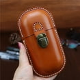 thumbnail image 3 of Leather Eyeglass Case Hard Shell Retro Men And Women Sunglasses Nearsighted Glasses Locking clasp Protection Box (Brown), 3 of 7