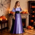 thumbnail image 6 of Renaissance Dress Women Short Sleeve Cold Shoulder Underbust Corset Dresses Vintage Victorian Goth Halloween Maxi Dress, 6 of 7