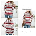 thumbnail image 4 of Sudadera Con Capucha Para Mujer, Sudadera De Fibra De Poliéster, Manga Larga, Rayas Coloridas, Con Capucha, Cordón De Lana, Cómoda Para Ir De Compras ANGGREK Raya Fina Roja M, 4 of 6
