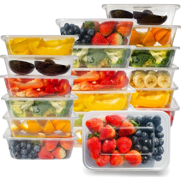 50pk 16oz 500ml clear disposable food container box w/lids to go for Deli  school working, BPA free plastic nut food meat keeping, dispensing meal  prep