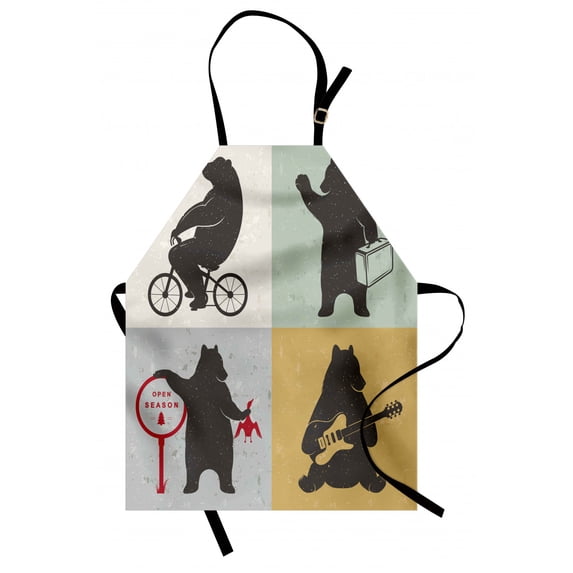 Bear Apron Funny Frames in Drawing Style Mascot Hunter Biker Musician ...