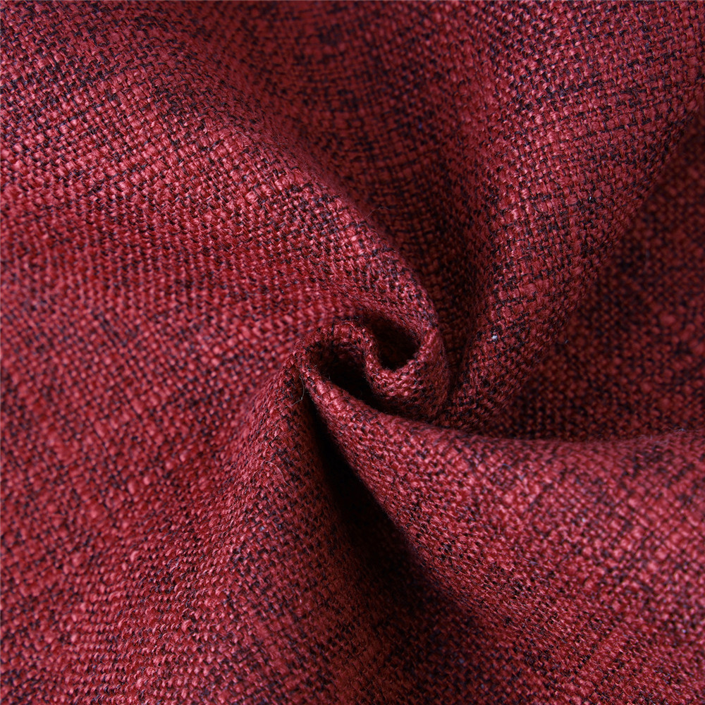 Phantoscope Textural Faux Linen Series Square Decorative Throw Pillow Cusion for Couch, 12" x 20", Rose Red, 2 Pack