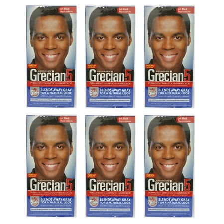 Just For Men Grecian 5 Permanent Shampooing-In Haircolor, Jet Black (Pack de 6)