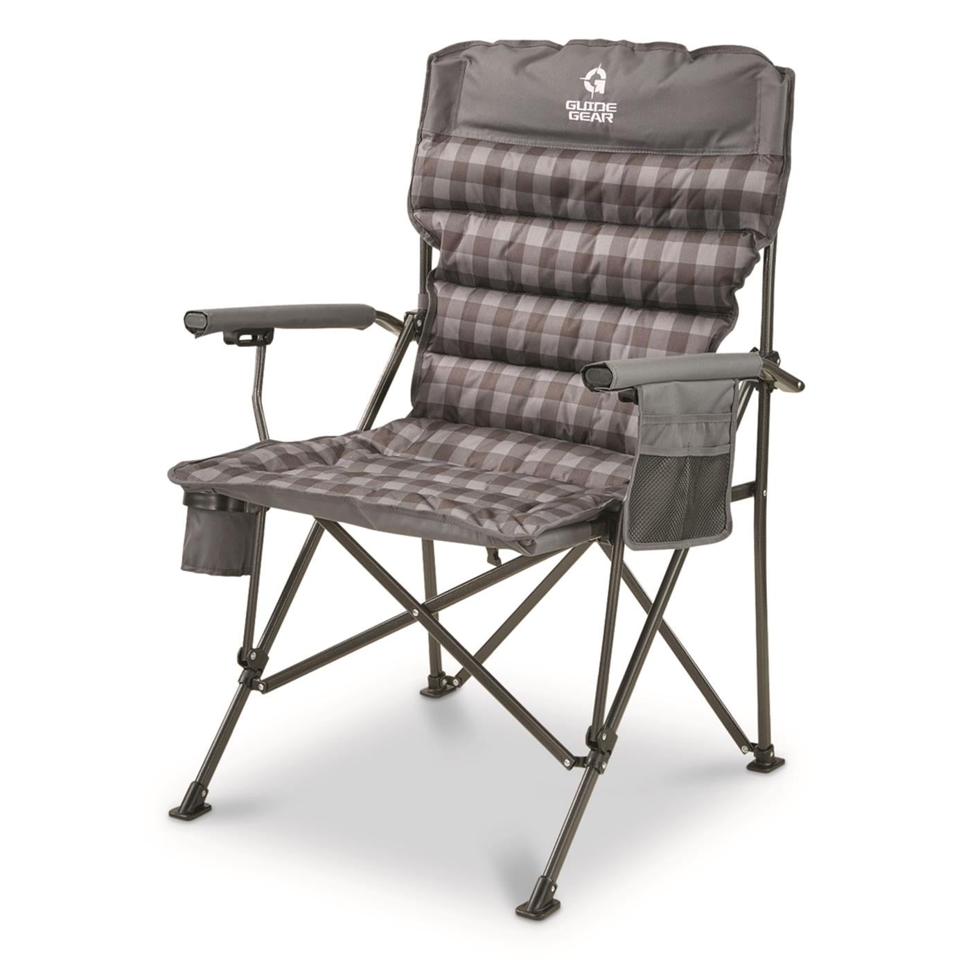 Guide Gear Oversized XL Comfort Padded Mammoth Camping Chair, 500-lb. Capacity Gray Plaid