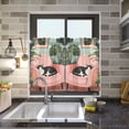 thumbnail image 4 of Yayeee Kitchen Curtains Tier Pair Light Filtering 27"x24" Rod Pocket Short Cafe Window Panel, Pink Sleeping Cat, 4 of 7