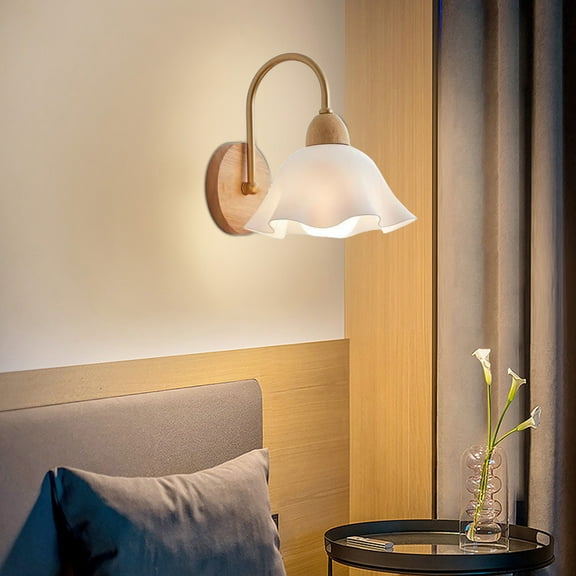 Wall Sconce Modern Bedside Wall Mount Lamp with White Acrylic Shade, E27 Hardwired Indoor Wall Light Retro Home Decor Lighting Fixture for Bedroom Living Room Hallway