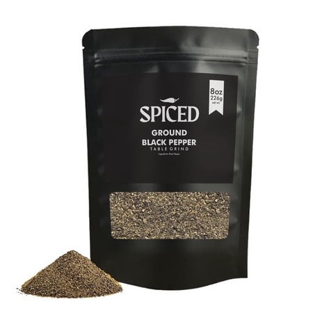 SPICED Ground Black Pepper, 8 Oz. Table Grind Black Pepper for Everyday Cooking, Seasoning and Sauces