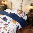 thumbnail image 4 of Manfei Cartoon Patriotic Cat Twin Comforter Sets, US Flag Fireworks Stars Bedding Set, Red Blue White, Navy Reversible 2-Piece, 1 Comforter and 1 Pillowcase, 4 of 6