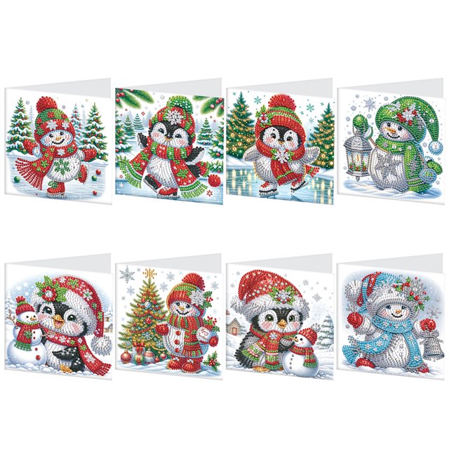 Tarjeta Dibujo Diamantes Pintura DIY 8 Uds. Navidad para Adultos Y