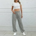 thumbnail image 6 of Sweatpants for Women Solid Color Elastic Waist Sports And Leisure Belt Pocket Threaded Ankle Pants, 6 of 10