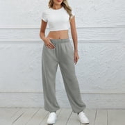 Sweatpants for Women Womens Pants Athletic Open Bottom Running Pants Casual Womens Sweatpants with Pockets Sawvnm Gray M