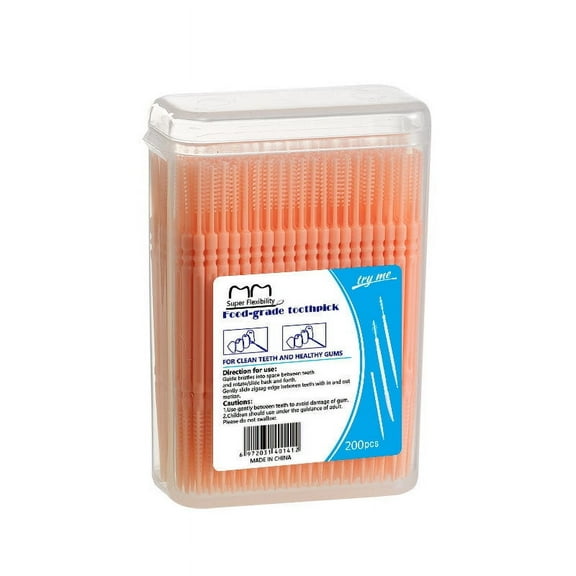 Toothpick Brush 200 PCs Boxed Plastic Toothpick Disposable Household Interdental Brush Teeth Picking Dental Floss